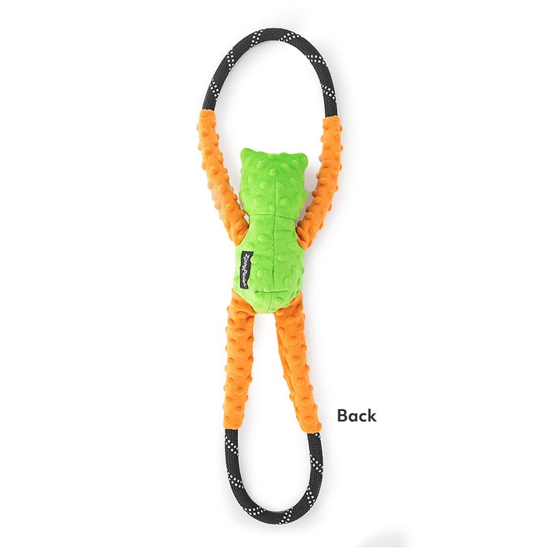 ZippyPaws RopeTugz - Durable Dog Pull Rope Toy, Interactive Tug of War for Large, Medium, & Small Dogs, Squeaky Pet Products to Keep Them Busy, Made with Heavy Duty Climbing Rope - Frog - Image 3